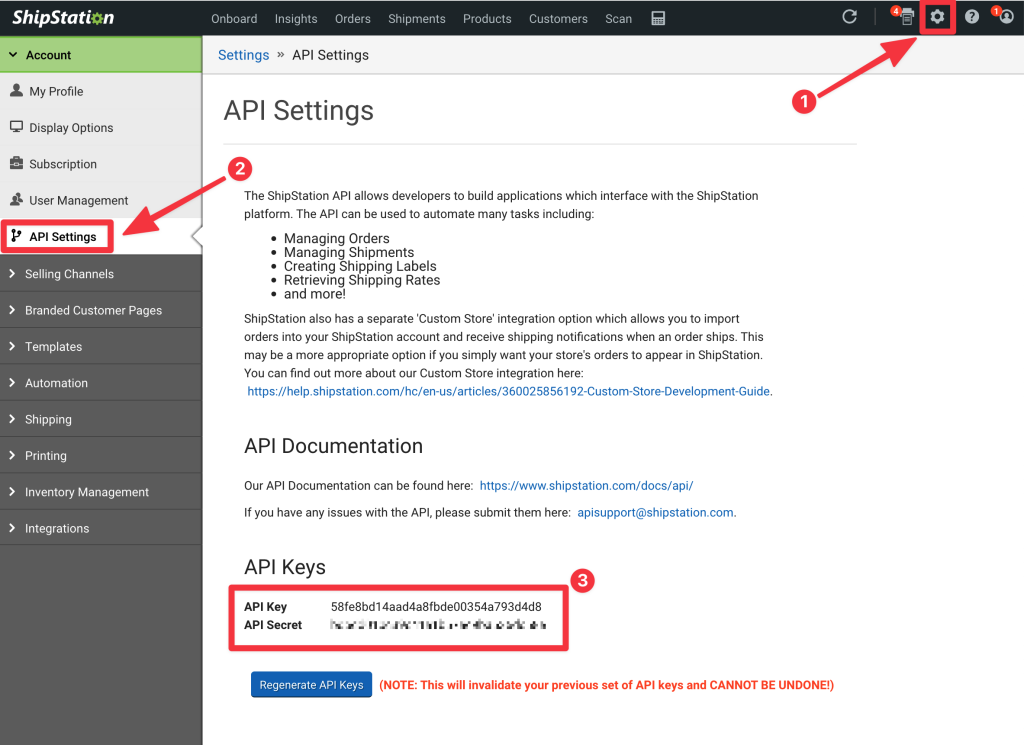 TextRetailer API Settings Screen Shot