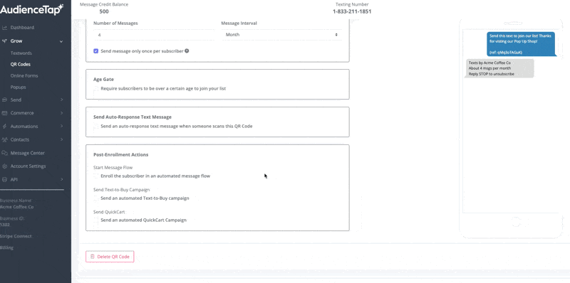 Setting up an automated text-to-buy campaign in a welcome flow