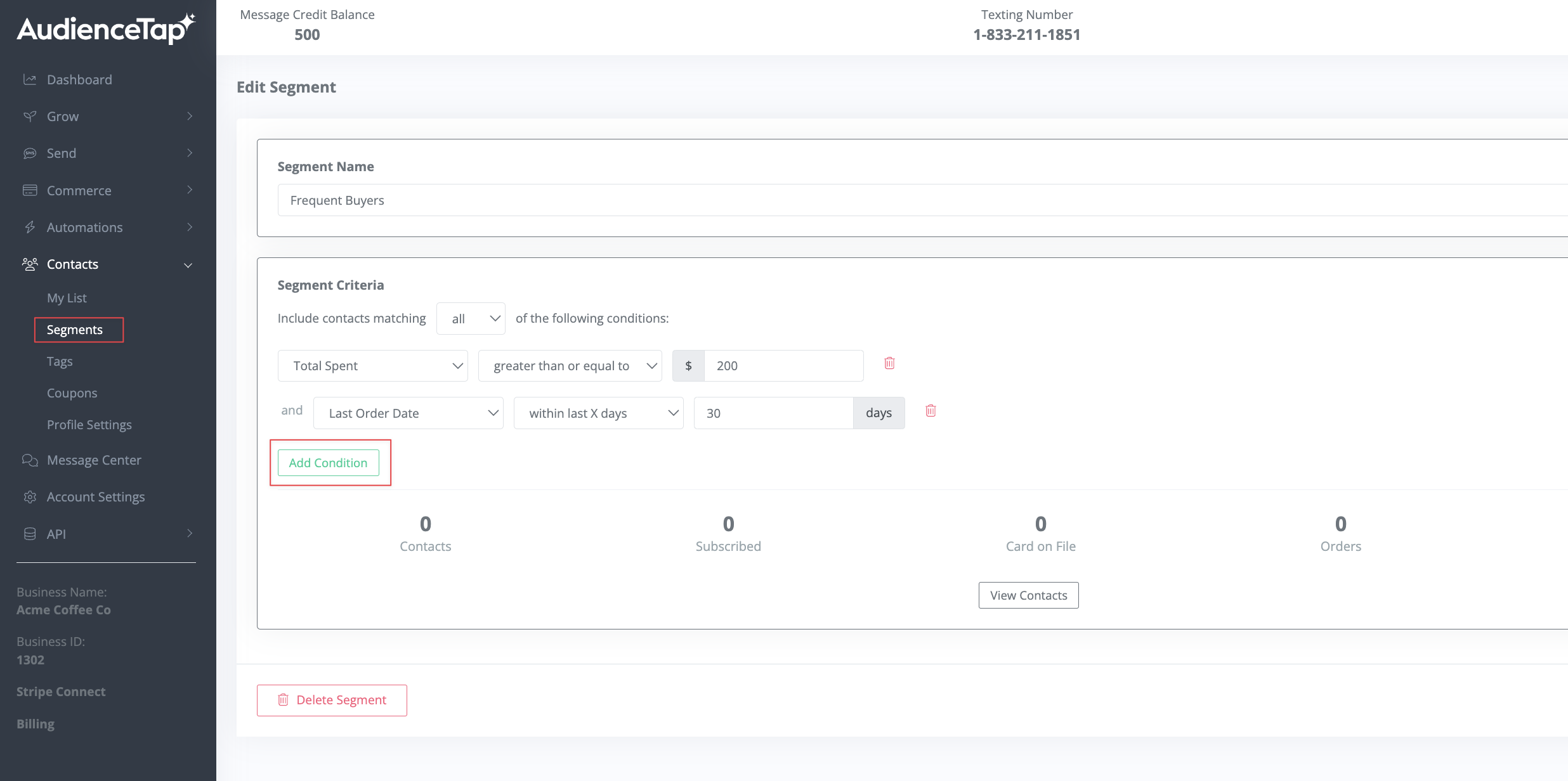 Dynamic segmentation dashboard overview