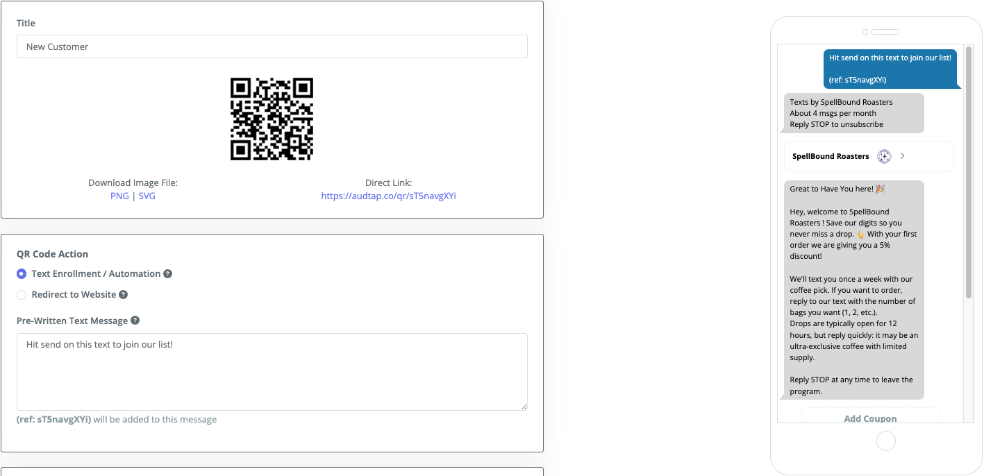 QR code signup method for events and storefronts