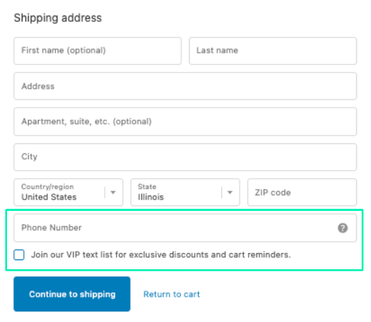 Enabling SMS opt-in at Shopify checkout