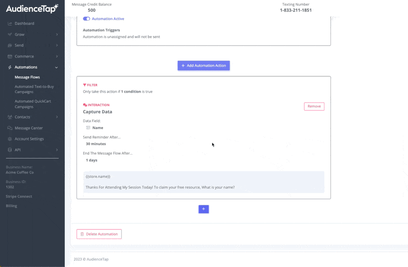 Creating a lead magnet with email capture in a text message