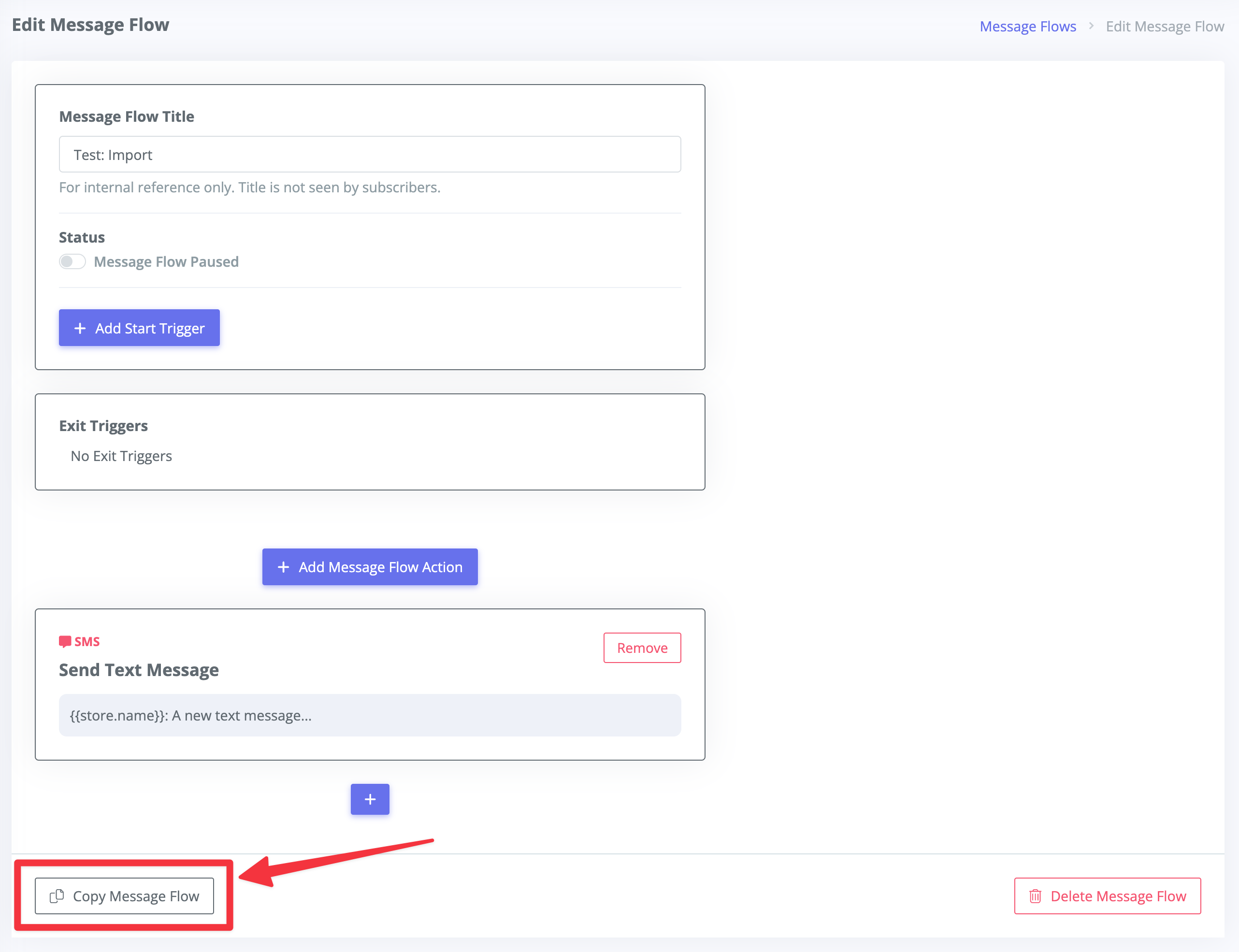 Duplicating an existing message flow with one click
