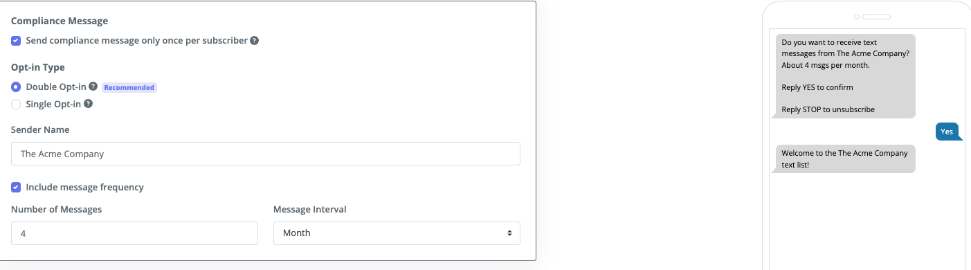 Configuring double opt-in confirmation settings