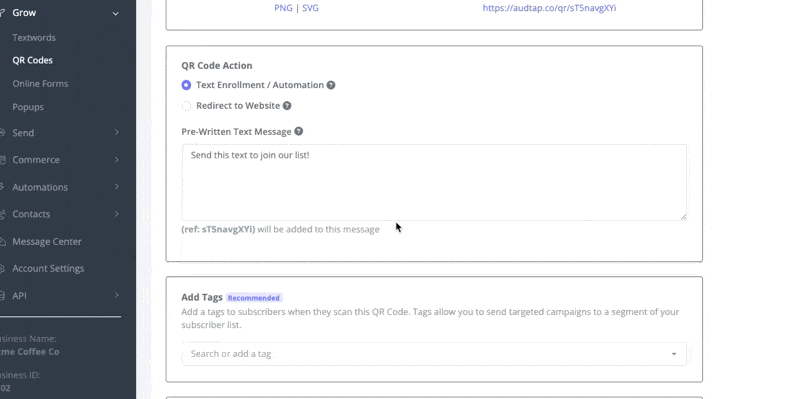 Adding tracking tags to a QR code for analytics