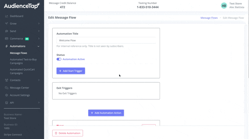 Enrolling TextWord subscribers in a welcome message flow